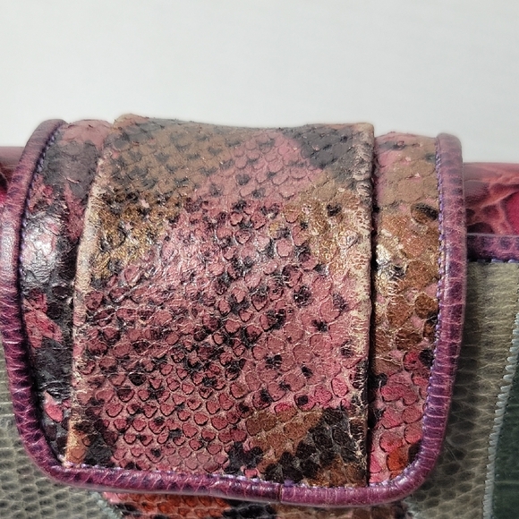 Vintage Sharif Multicolor Leather Satchel in Green, Purple and Burgundy - Picture 5 of 14